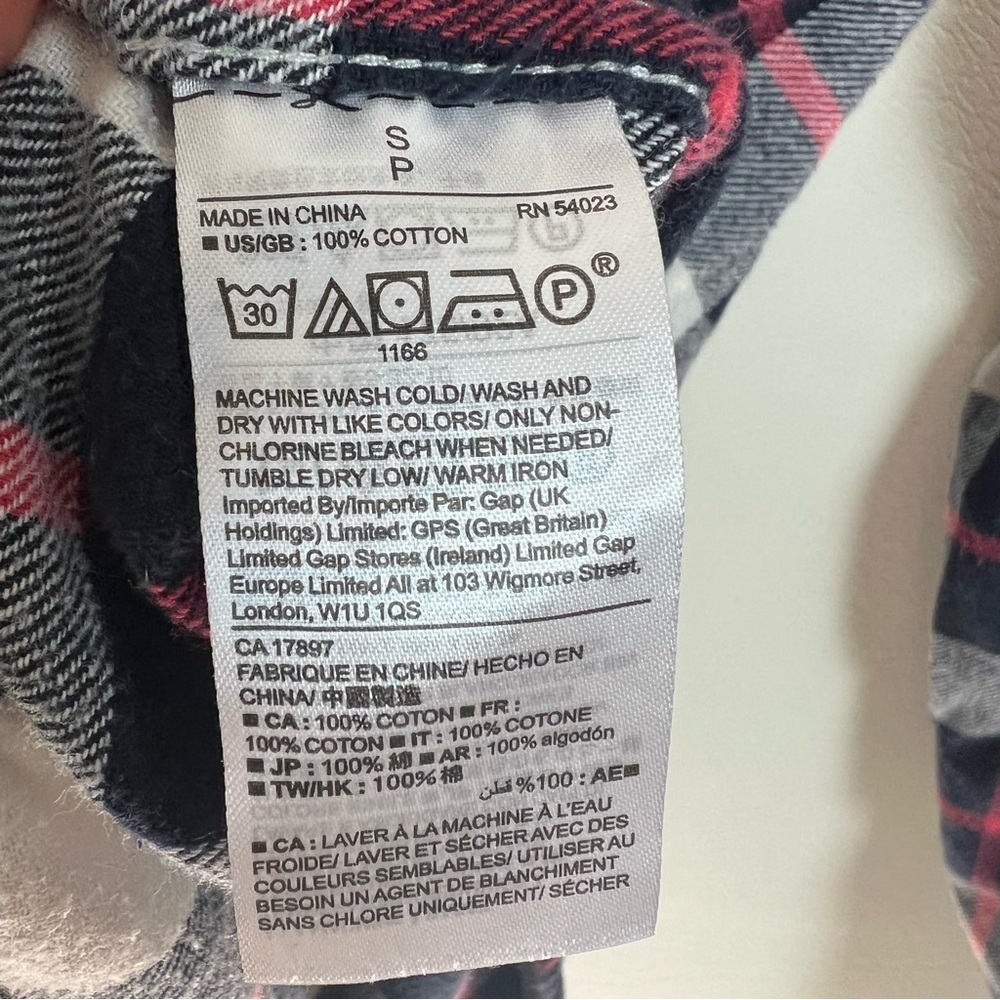 GAP Women’s Plaid Cotton Flannel Shirt Button Down Navy Blue Red Cabincore Small - Picture 5 of 9